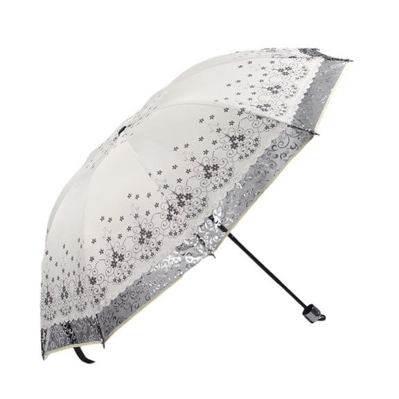 Folding Sunshade & Rain Umbrella, Thickened Windproof Umbrella for Men and Women, Outdoor Activities, Walks, Shopping – Beige