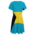 thumbnail image 5 of Bahamas Flag Dress Fashion Beach Short Sleeve Dresses Female Party Printed Sundress, 5 of 7