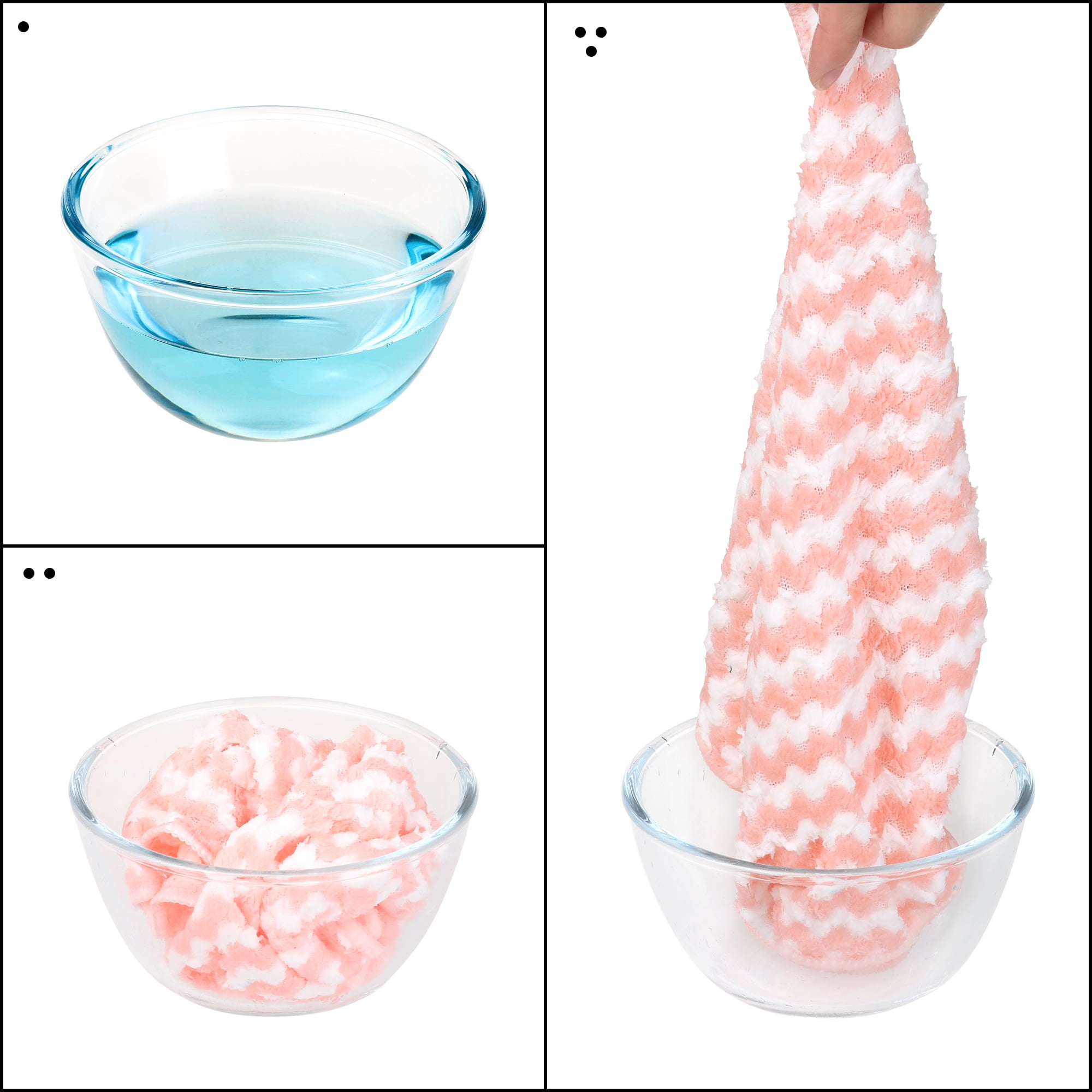 Unique Bargains 12 Pcs Microfiber Absorbent Rags Reusable Cleaning Towels Pink 10"x10"