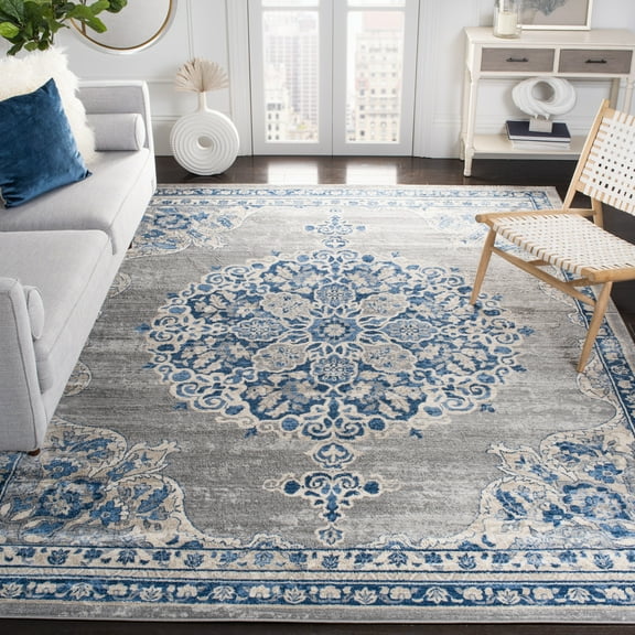 SAFAVIEH Brentwood Cahal Oriental Area Rug, Light Gray/Blue, 9' x 12'