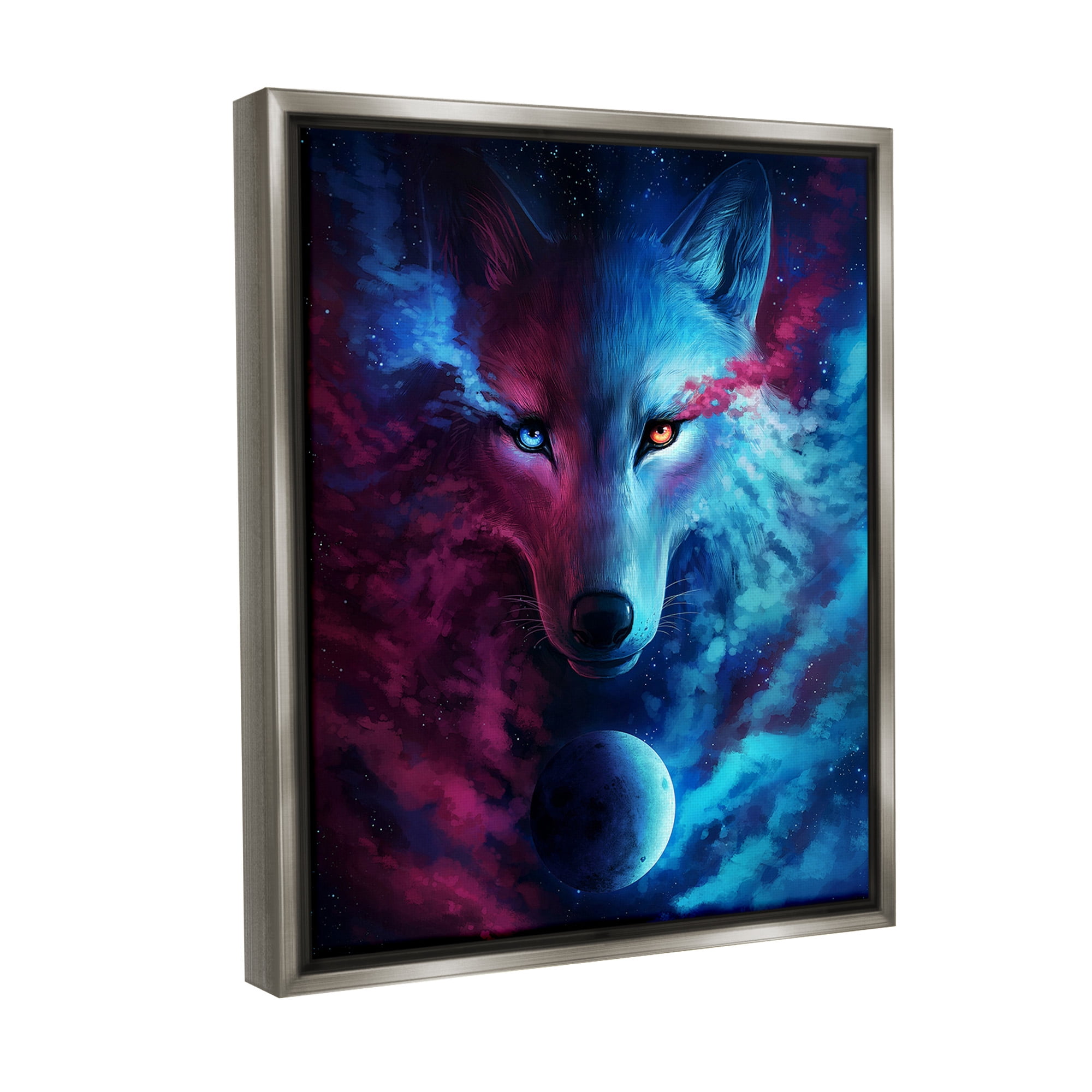 Stupell Industries Ombre Wolf & Clouds Animals & Insects Painting Gray Floater Framed Canvas Art Print Wall Art, 17 x 21