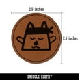 thumbnail image 2 of Ninja Kitty Cat Doodle 2.5" Faux Leather Round Engraved Iron-On Patch - Brown, 2 of 6