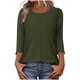 thumbnail image 1 of Camiseta de Cuello Redondo de Manga 3/4 de Color Sólido Casual con Poliéster Suave, Top de Primavera de Moda para el Uso Diario en Casa O en el Trabajo, 1 of 6
