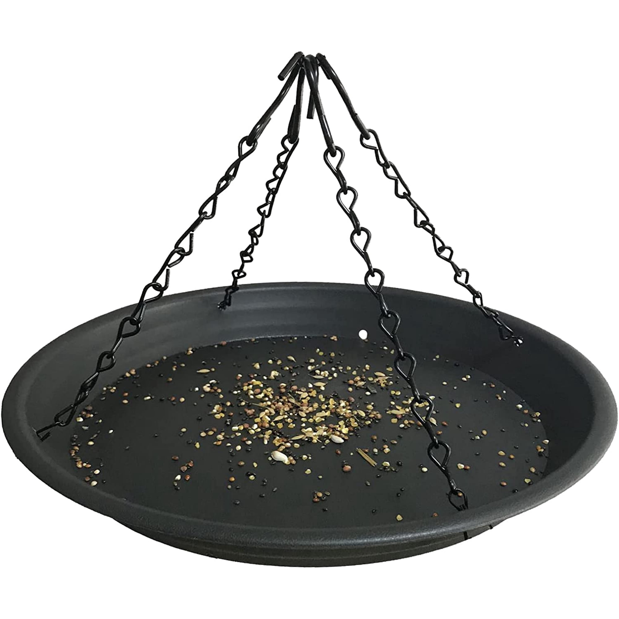 12.8" Homes Garden Platform Bird Feeder, Large Hanging Tray Squirrel Feeder, Bird Seed Catcher Tray, Bird Viewing, for Attracting Birds Outdoors, Backyard, Large Capacity, Black