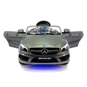 CARZ4KIDS MERCEDES CLA45 AMG 12V ELECTTRIC KIDS RIDE ON TOY CAR BATTERY POWERED LED WHEELS PARENTAL REMOTE | GRAY METALLIC
