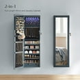 thumbnail image 5 of SONGMICS 6 LEDs Mirror Jewelry Cabinet 47.2-Inch Tall Lockable Wall or Door Mounted Jewelry Armoire Organizer with Mirror 2 Drawers 3.9 x 14.6 x 47.2 Inches Christmas Gifts Rustic Blue Rustic Blue, 5 of 8
