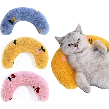Cat Pillow Small Pillow for Cat Cat Blankets for Indoor Pet Toy Small Banana Donut Bed for Pets Little Pillow for Cats No Heating Pad Real Littles Fluffy Kittens Accessories for Pet Calming
