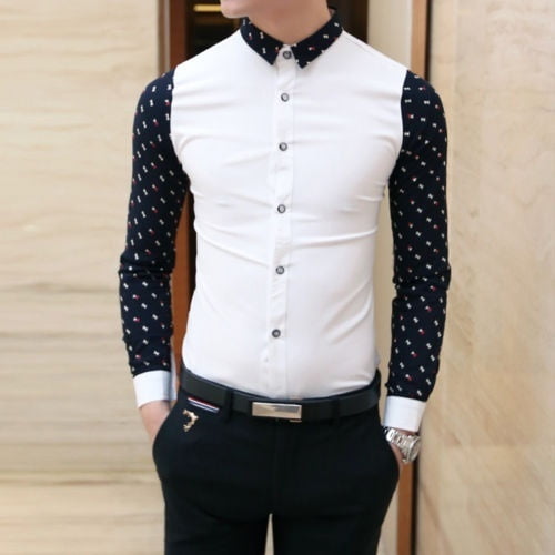 Fashion Men/'s Luxury Stylish Casual Dress Shirts Long Sleeve Slim Fit T-Shirts /&
