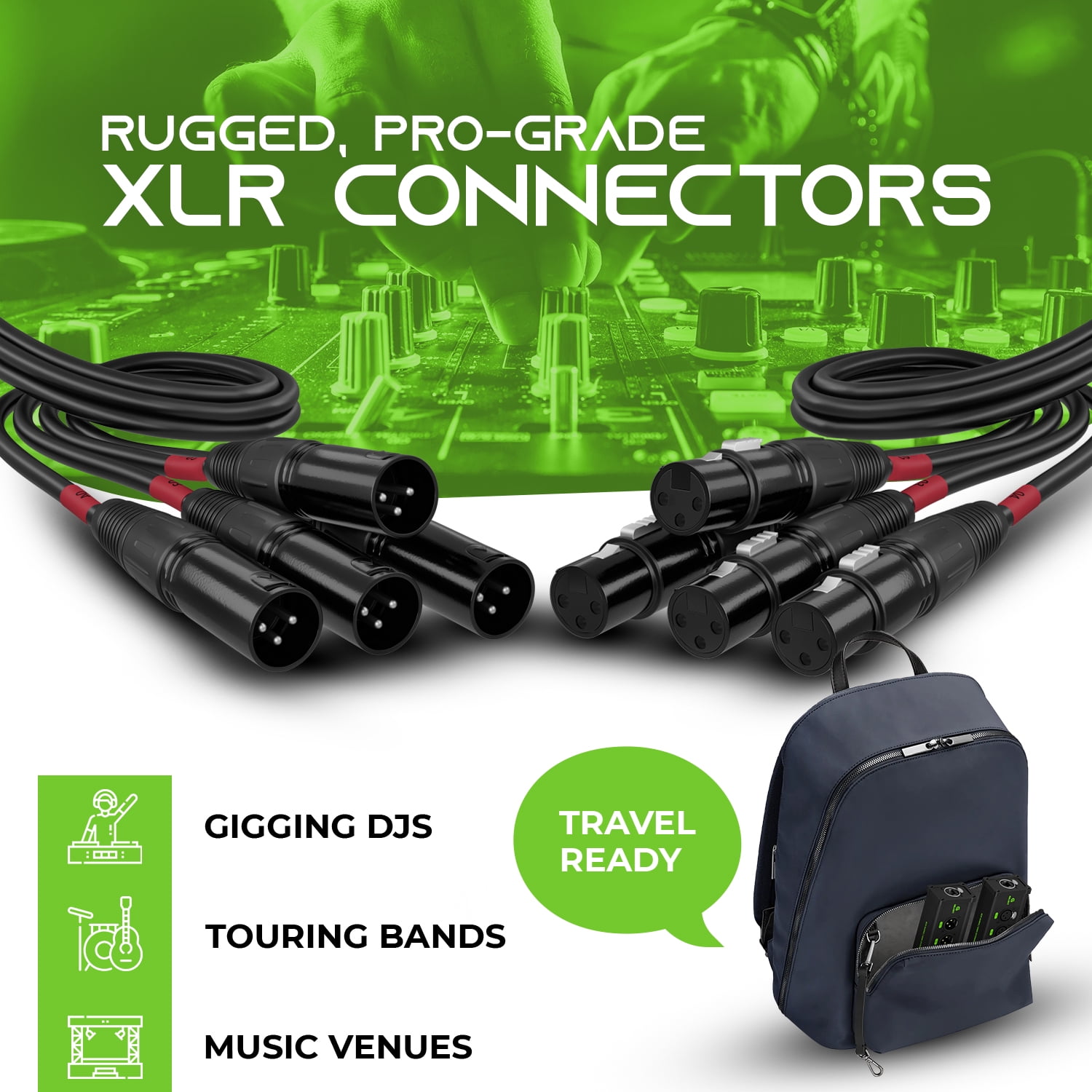 GearIT 4 Channel Snake (2ft Breakout Cable) 3Pin XLR/DMX/AES-EBU To Ethercon RJ45 Cat5/Cat6 Ethernet Extender For Live Stage, Sound, Lighting, Audio Recording Studio (1 Pair: 4 XLR Male/4 XLR Female)