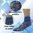 thumbnail image 5 of EMEM Apparel Women's Ladies Lace Anklet Ankle Quarter Socks Stockings with Ruffle Royal Blue 9-11, 5 of 5