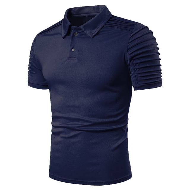 Blusa de manga corta para hombre, informal, lisa, con cuello vuelto Pompotops oipoqjl25038