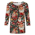 thumbnail image 5 of BiZtdJrK Womens Christmas Shirts Casual Novelty Xmas 3D Print 3/4 Sleeve T Shirts Fall Winter Crewneck Pullover Sweatshirts Going Out Tops Multicolor XXL, 5 of 6