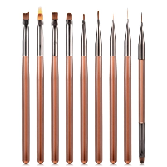 9Pcs Nail Art Brush Set Nail Design Tool, Liner Brush, French Brush, Oval Brush, Acrylic Gel Painting Brush, for Home DIY Nail Art & Professional Nail Salons