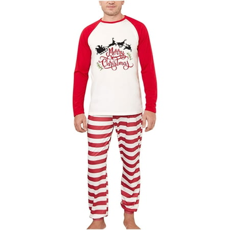 

AnuirheiH Parent-child Pjs Warm Christmas Suit Striped Stitching Home Clothes Pajamas Long-Sleeved Trousers Two-Piece Set（Dad） 4$ off 2nd item