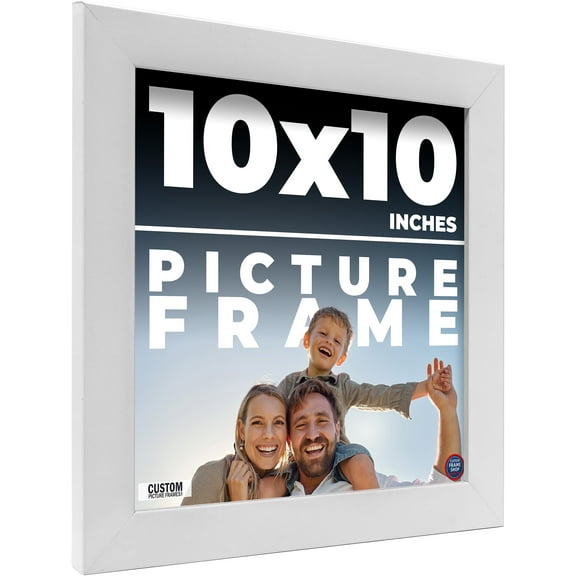 10x10 Frame White Real Wood Picture Frame Width 0.75 inches | Interior Frame Depth 0.5 inches |