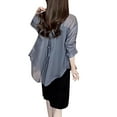 thumbnail image 2 of Long Sleeve Shirts for Women, Summer Chiffon Long Sleeve Sun Protection Blouse, Gray XL, 2 of 7