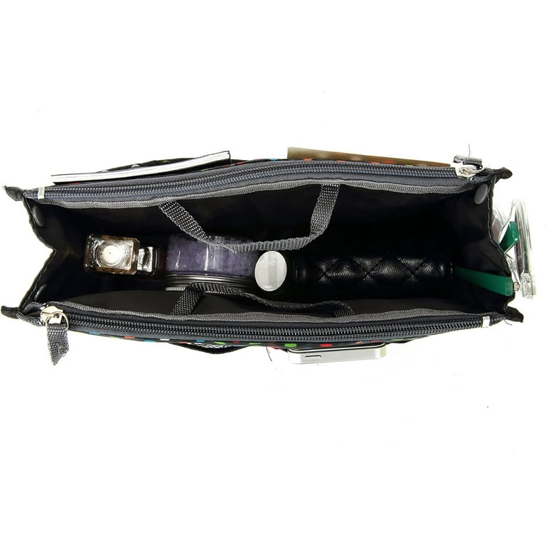 Periea Chelsy Purse Organizer Handbag Tote Bag Organizer Insert 13 Pockets 3 Sizes 39 Colors Black with Multi color Dots Medium
