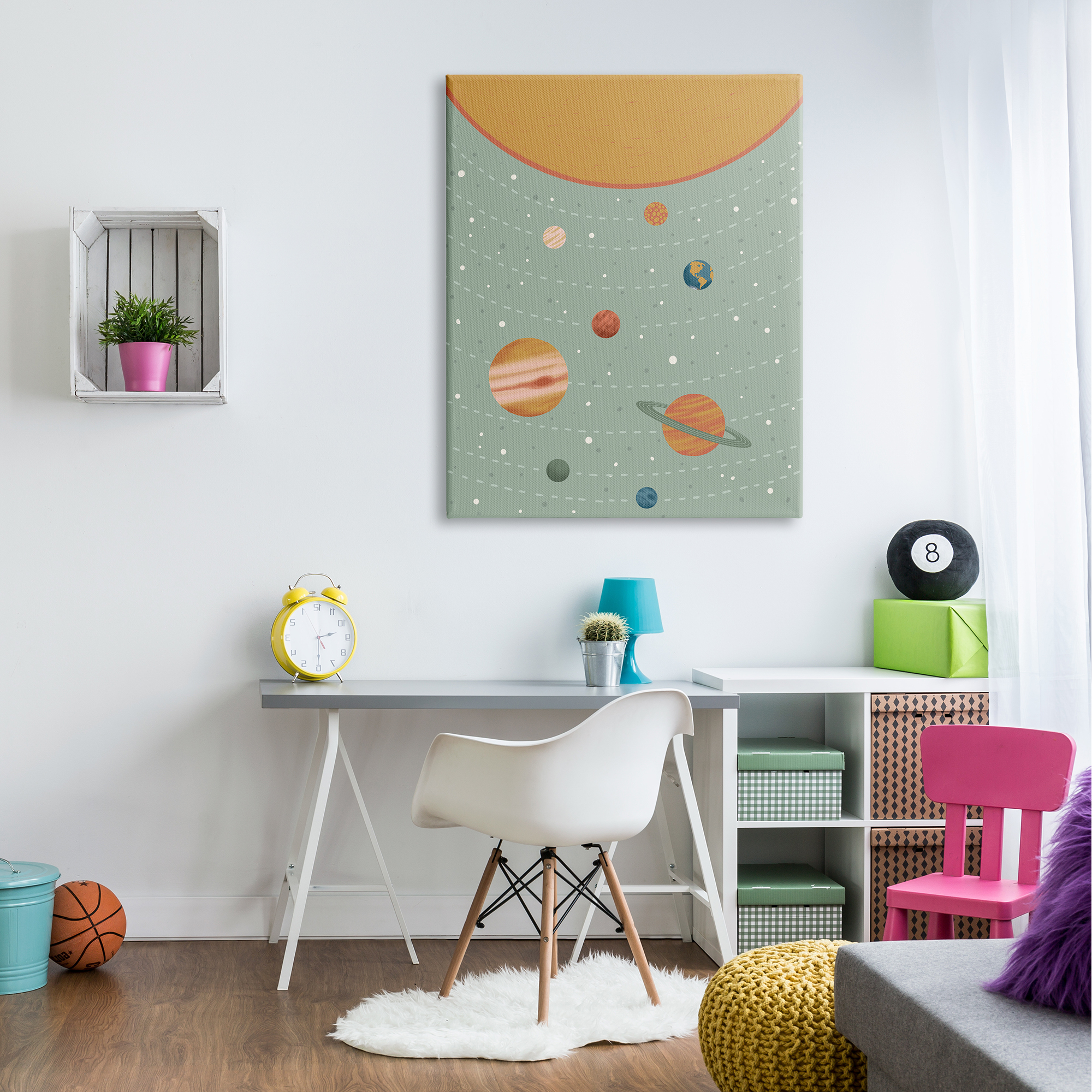 Solar System Geometric Macrocosm Planetary Guide Terrestrial Education Art for Kids Graphic Art Gallery-Wrapped Canvas Print Wall Art