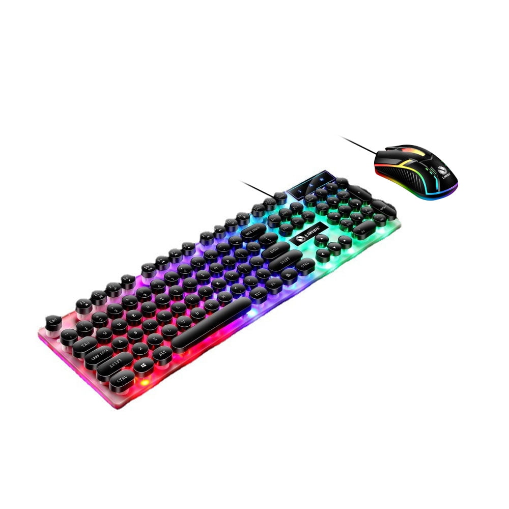 Wired Keyboard Mouse Combo Backlit Keyboard with Folding Feet Suspended