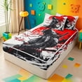 thumbnail image 2 of meiyoeat Cherry Blossom Zipper Queen Comforter Set With Fitted Sheet And 2 Pillowcases For Kids,Japanese Samurai Ink Design Zipper Bedding Set,Black Reversible,4Pcs, 2 of 7