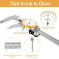 thumbnail image 4 of Dial Caliper 6 Inch Stainless Steel Vernier Caliper High Precision Inside Outside Diameter Depth Caliper Measuring Tool, 4 of 8