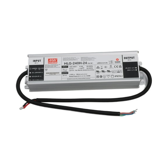 Feedannce 240W 24V 10A Constant Current LED Driver IP67 for Outdoor Lighting, MEAN WELL HLG-240H-24