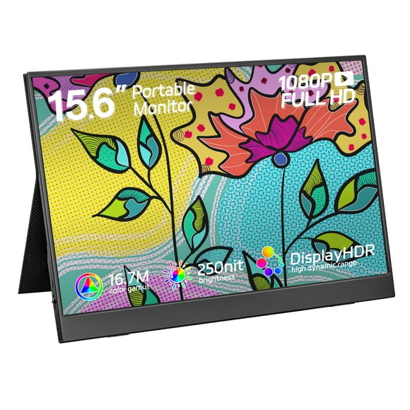 Portable Monitor 15.6" Ultra Slim 1080P FHD 100% sRGB Display IPS Monitor Plug&Play Second External Monitor for Laptop PC Phone Mac Xbox PS5