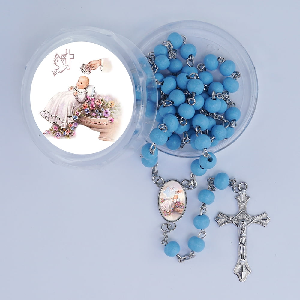 24 Pcs Blue Mini Rosary baptism Favors with Angels for Boy Recuerdos de  Bautizo Finger Rosaries Silver Plated JA380silver-blue 