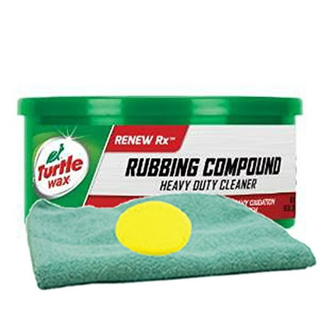 Turtle Wax Rubbing Compound (10.5 oz.) Bundle with Microfiber Cloth & Foam