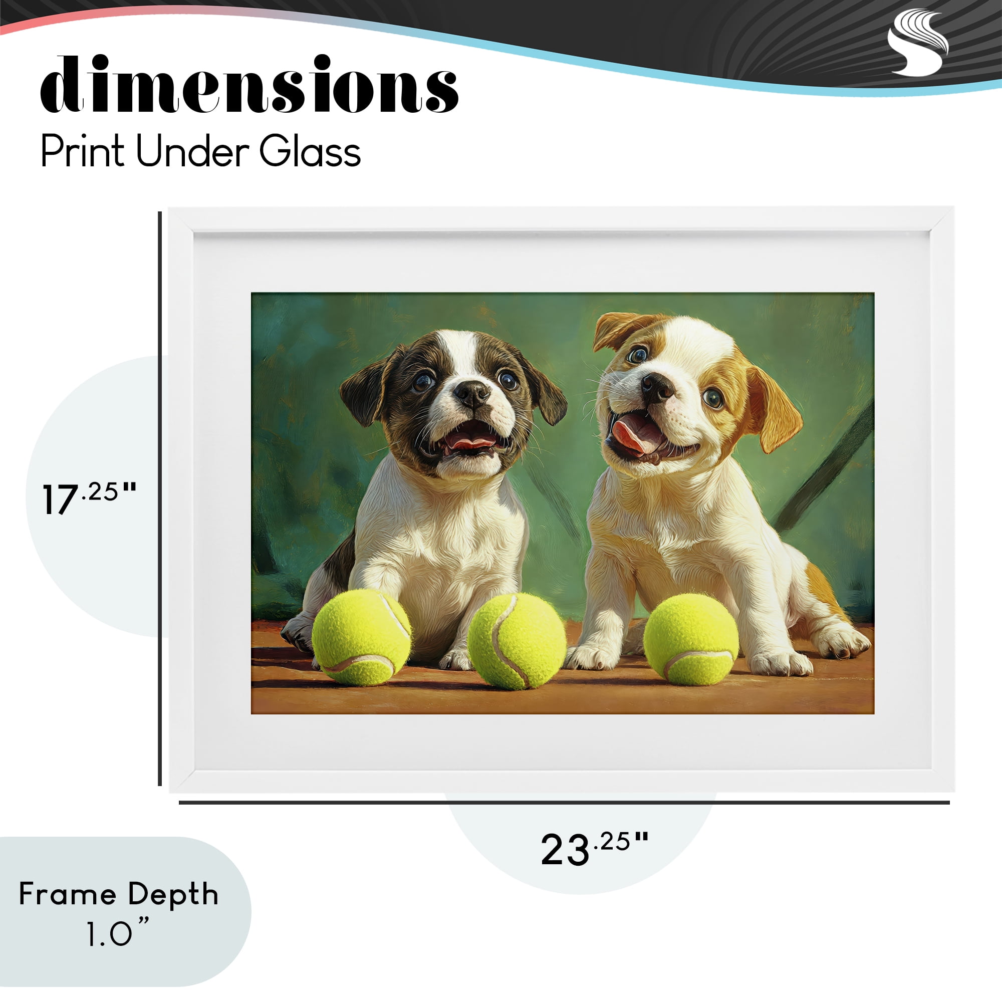 Stupell Industries Adorable Puppies with Tennis Balls White Framed Print Under Glass, design by Imagine It Images