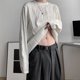 thumbnail image 5 of Camiseta de manga larga para hombre, camiseta blanca holgada informal minimalista de moda para uso diario al aire libre, 5 of 8