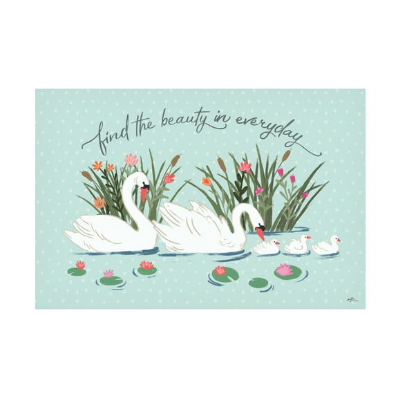 Janelle Penner 'Swan Lake I Mint' Canvas Art