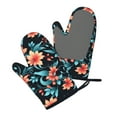thumbnail image 3 of XMXT 2 Pcs Silicone Oven Mitts, Wonderful Orange Flowers Thickened Non-Slip BBQ Gloves, Multicolor, 3 of 9