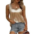 thumbnail image 2 of Staron Women's Casual Blouse Gold Stamping Solid Color Sweet Square Neck Sleeveless Smocked Tank Top, Gold 5XL, 2 of 5