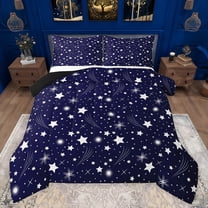 Feelyou Cartoon Stars Child Bedding Comforter Set, Dreamy Starry Sky Galaxy Twin Comforter Sets, Navy Horoscope Theme Reversible Bedding Set, Ultra Soft Bedroom Decor, 2pcs