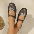 thumbnail image 5 of Samdudou Dress Shoes for Women Closed Toe Glitter Bowknot Embellished Mary Jane Jelly Flats Cutout Breathable Strap Slip On Summer Beach Party Casual Elegant Footwear, 5 of 9