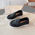 thumbnail image 5 of Owordtank Kids Comfortable & Lightweight Loafers Classic Leather Moccasins Thick-Sole Casual Business Work Flats, 5 of 8