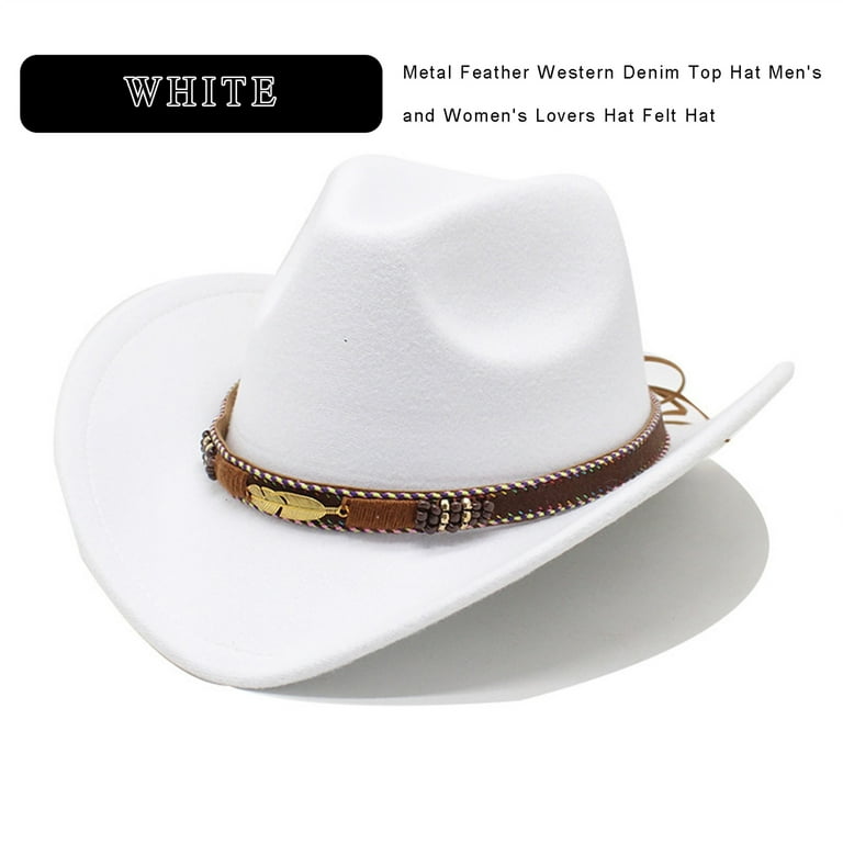 Western Cowboy Cowgirl Hat Felt Wide Brim Women Men Fedora Hats