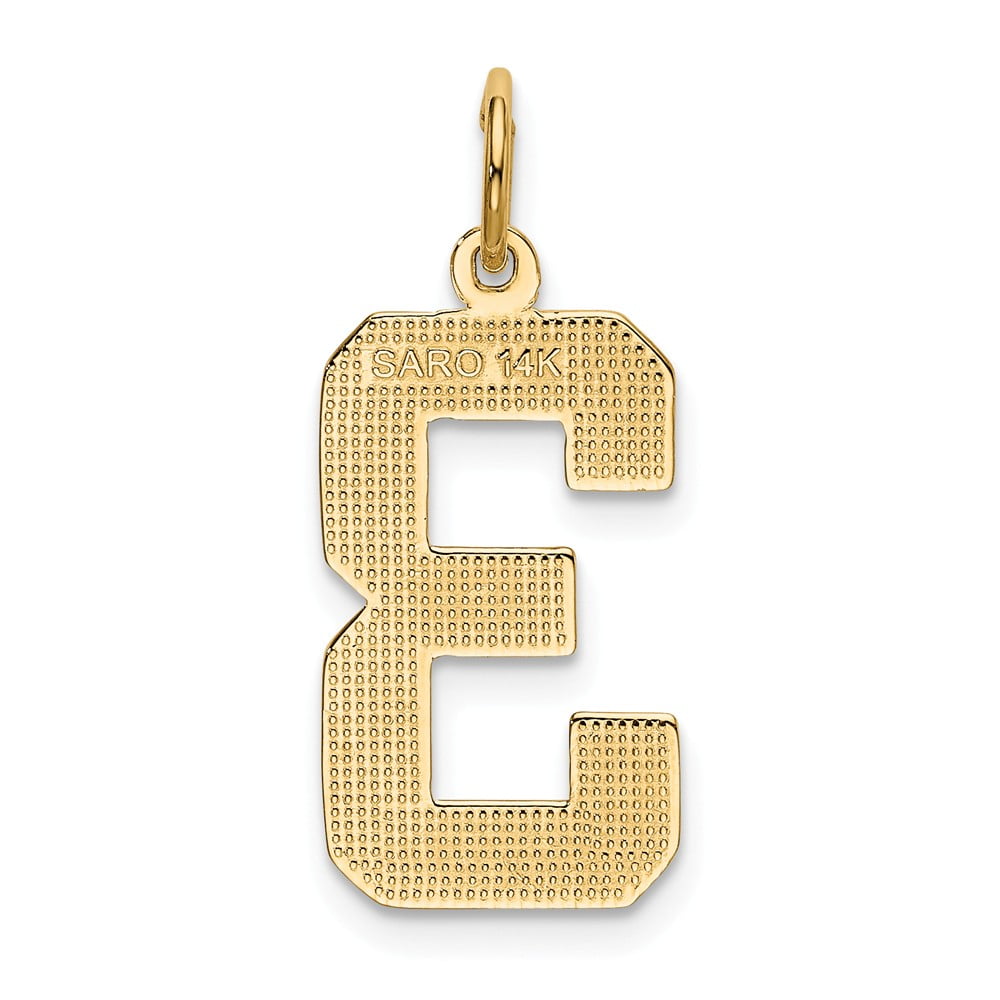 14k Yellow Gold Casted Small D/C Number 3 Charm Pendant 14k Yellow Gold Casted Small D/C Number 3 Charm Pendant