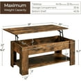 thumbnail image 3 of CRXX  Vintage Coffee Table, Lift Top Coffee Table with Large Hidden Storage Shelf, Lift Tabletop Dining Table for Living Room, Home Small Space, 38.6in, Rustic Brown, 3 of 10