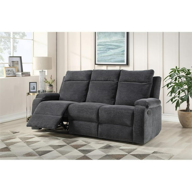 Empire Navy Blue Polyester Fabric Manual Reclining Sofa