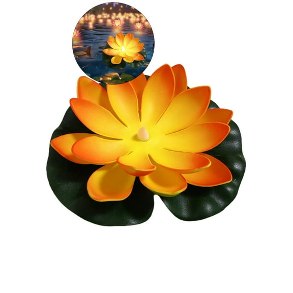 WNFJR Floating Lights Lotus Floating Lanterns Lifelike Artificial Floating Flowers for Pool with LED Lights Lily Pads Water Lantern for Decor