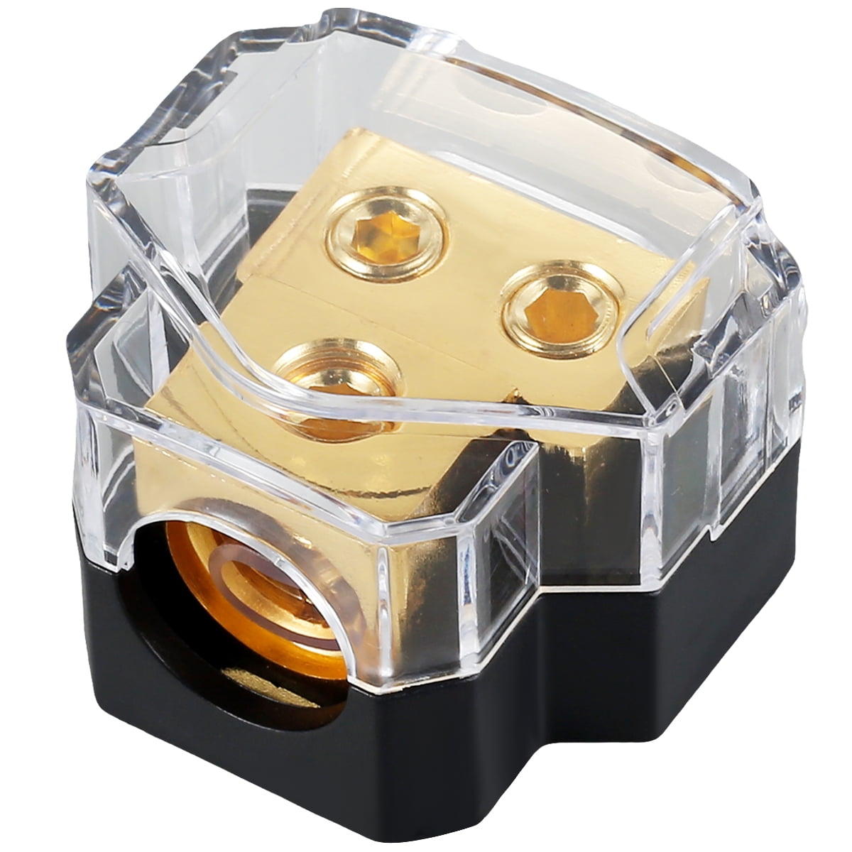 Retrok 2 Way Power Distribution Block Copper Car Audio Power Wire Splitter 0/2/4 Gauge in 4/6/8