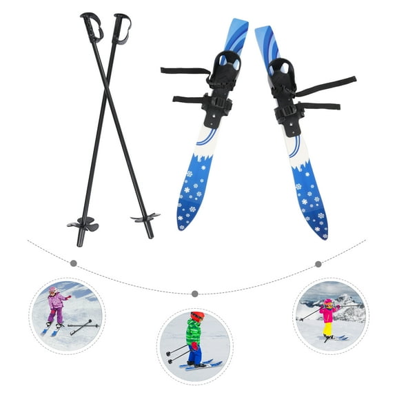 Children’s Beginner Snow Skis, 26.77x2.36in Lightweight 3.75lbs Set, Impact-Resistant Construction, Snowflake Pattern, Easy-Clean Surface, Ideal Gift for Ages 2-8, Outdoor Skiing Activities