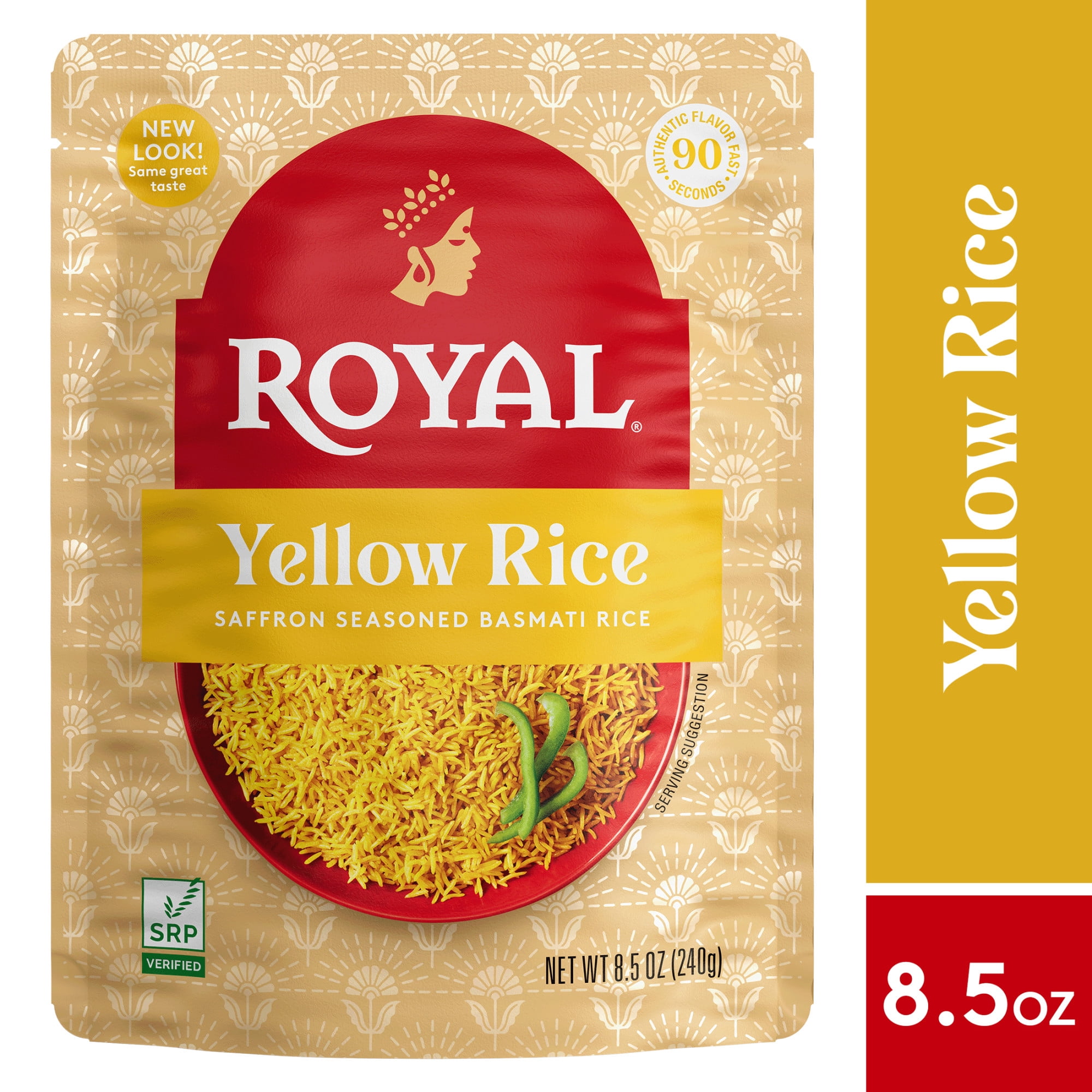 (3 pack) Royal Yellow Saffron Basmati Rice - Ready to Heat Basmati Rice - 8.5 oz Microwaveable Pouch
