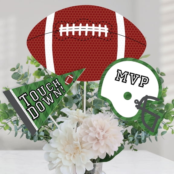 Big Dot of Happiness End Zone - Football - Baby Shower or Birthday Party Centerpiece Sticks - Table Toppers - Set of 15