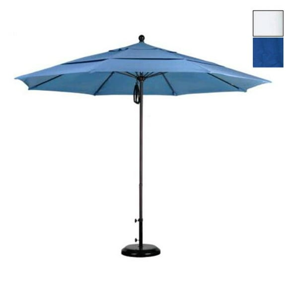 California Umbrella ALTO118170-F03-DWV 11 Pi. Marché de la Fibre de Verre Parapluie PO DVent Mwhite-Oléfine-Bleu Pacifique