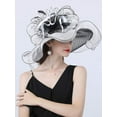 thumbnail image 4 of Women Organza Hats Flower Decoration Wide Brim Occasion Event Church Dress Sun Hat, 4 of 4