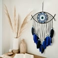 thumbnail image 2 of Atrapasueños de mal de ojo, atrapasueños de plumas blancas tejidas a mano, colgante de pared, decoración del hogar, adorno, regalo de bendición, azul/negro, 2 of 5