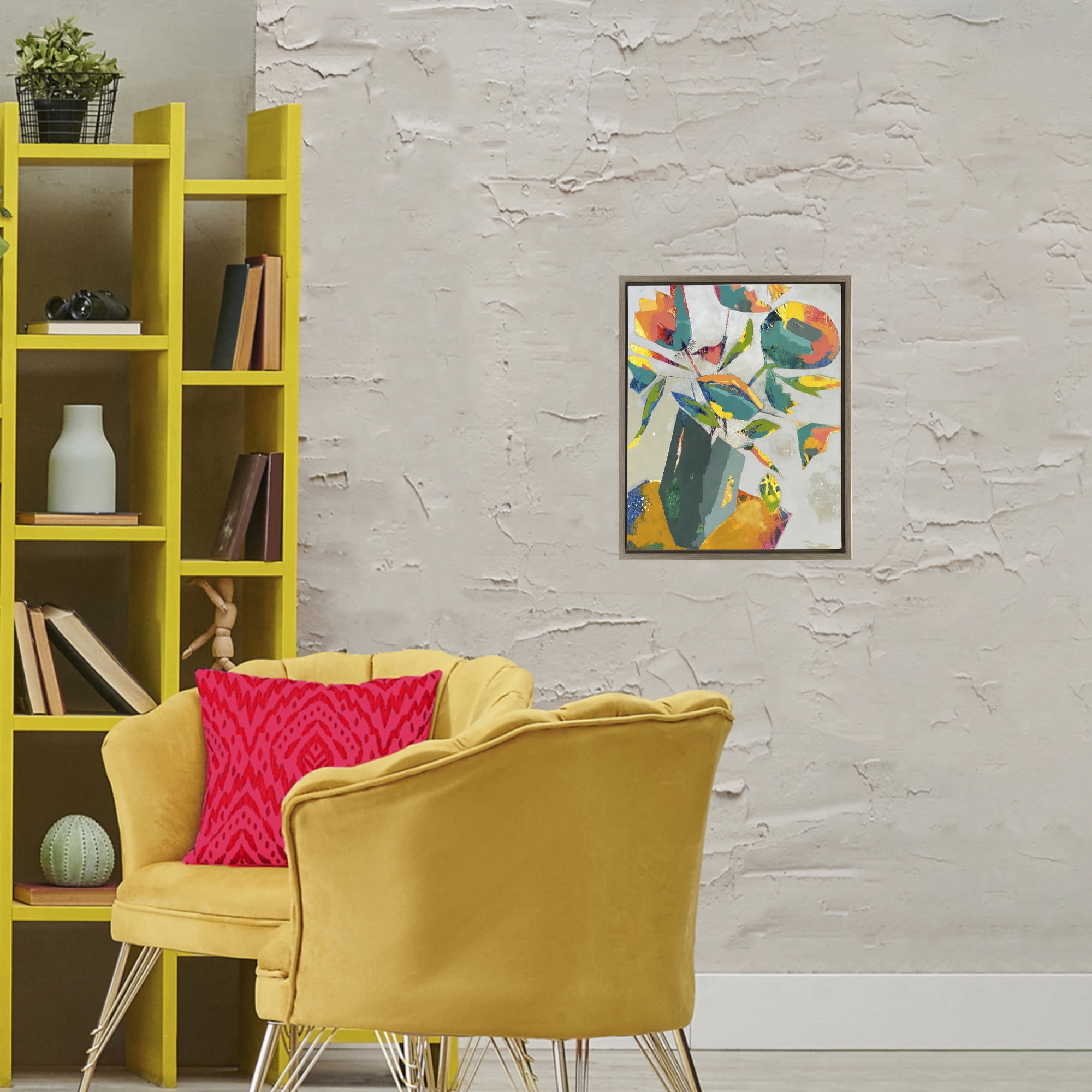 Mischief & Merrymaking Abstraction Brown Framed Floater Canvas Wall Art, design by Dianna Fritzler